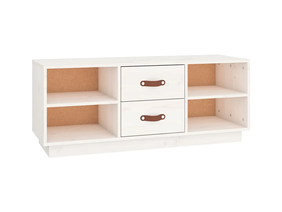 Malindra  Meuble TV Blanc 100x34x40 cm Bois de pin massif