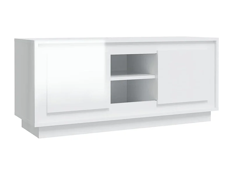 Kedron  Meuble TV blanc brillant 102x35x45 cm bois d'ingénierie