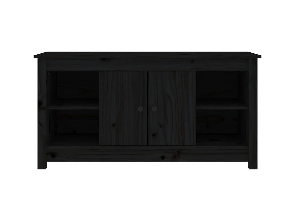 Forest City  Meuble TV Noir 103x36,5x52 cm Bois de pin massif