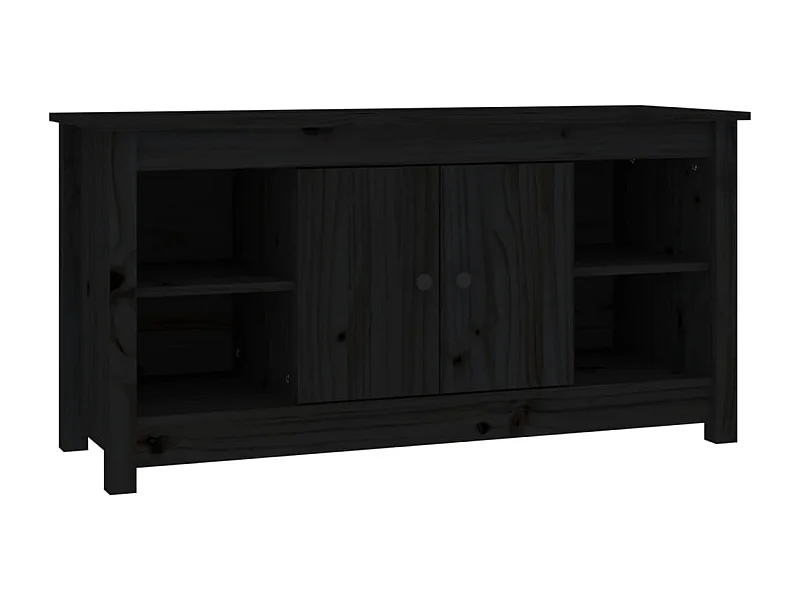 Forest City  Meuble TV Noir 103x36,5x52 cm Bois de pin massif