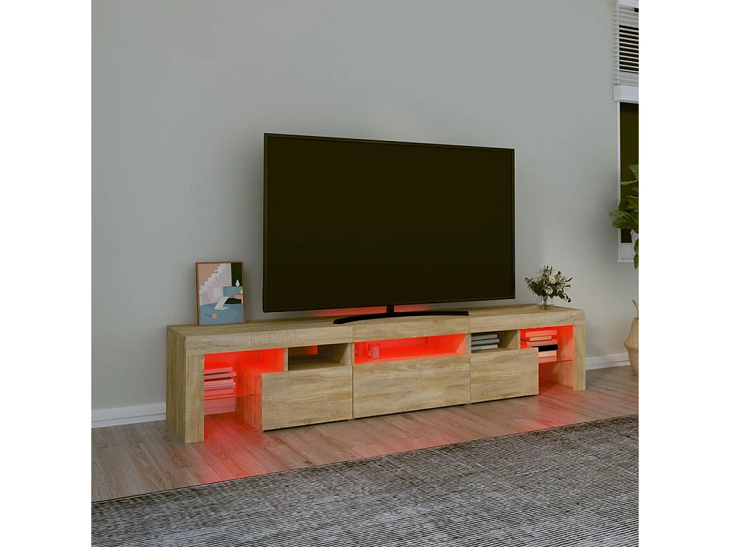 Tahlequah  Tv-meubel met LED-verlichting 200x36,5x40cm sonoma eikenkleurig