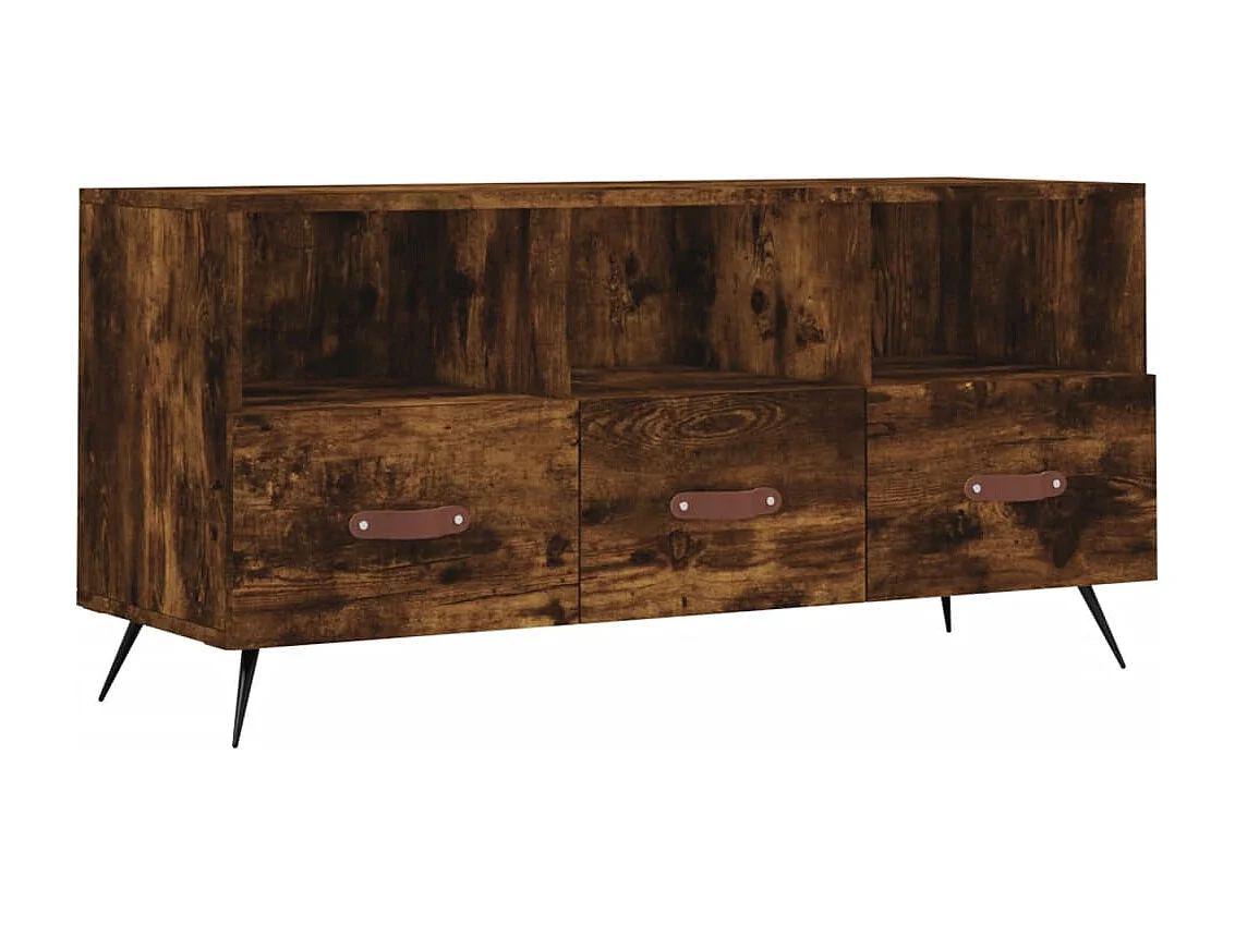 Qandrel  Mueble de TV madera de ingeniería roble ahumado 102x36x50 cm