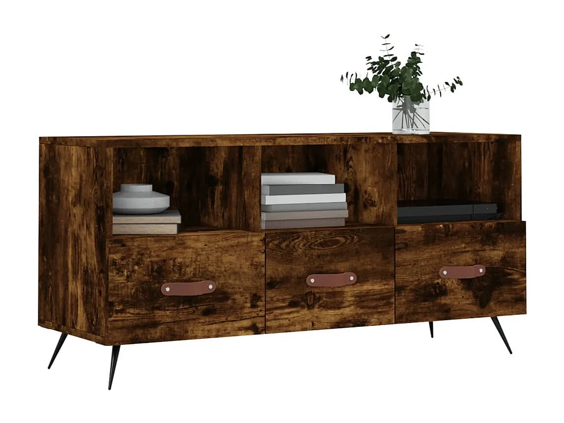 Qandrel  Meuble TV chêne fumé 102x36x50 cm bois d'ingénierie