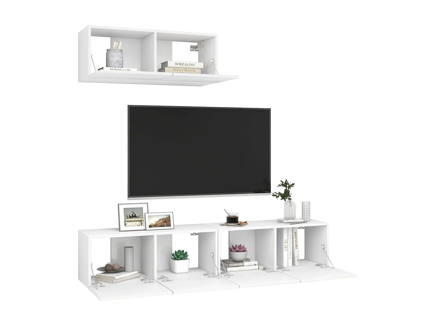 Olivia  Meubles TV 3 pcs Blanc Bois d'ingénierie