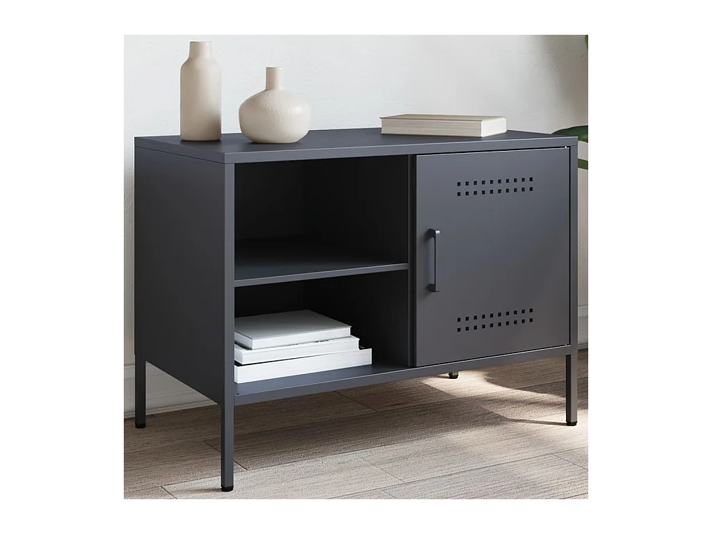 Neris  Meuble TV anthracite 68x39x50,5 cm acier