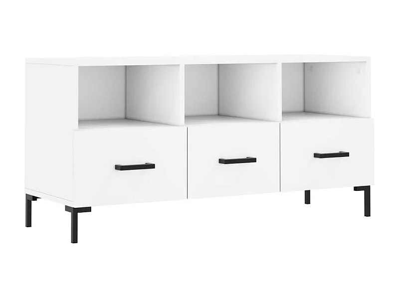 Évreux  Meuble TV blanc 102x36x50 cm bois d'ingénierie