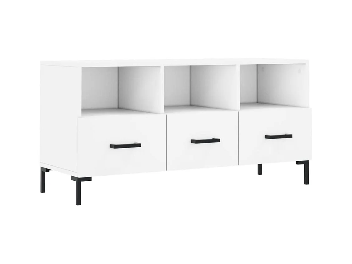 Évreux  Meuble TV blanc 102x36x50 cm bois d'ingénierie