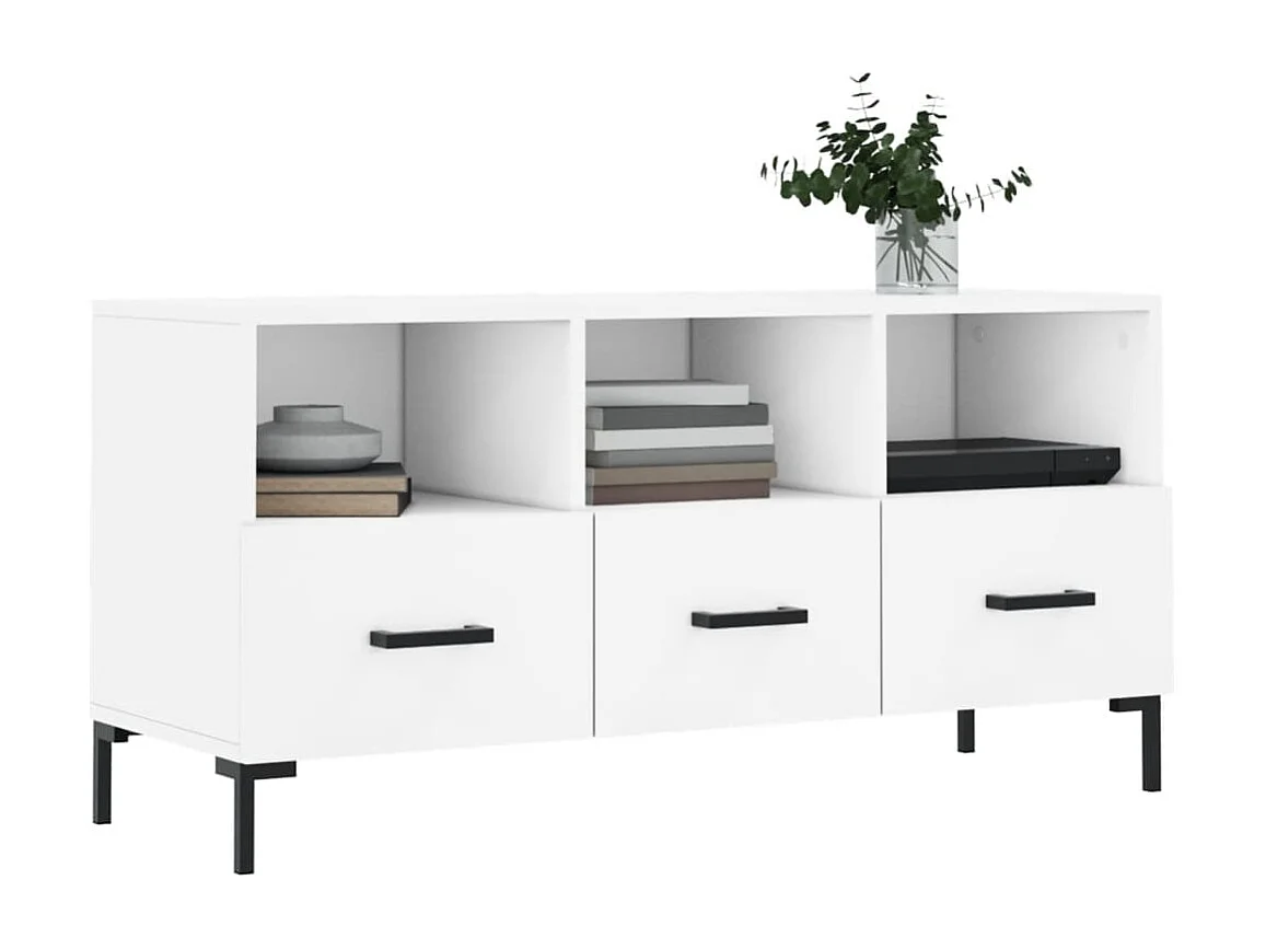 Évreux  Meuble TV blanc 102x36x50 cm bois d'ingénierie