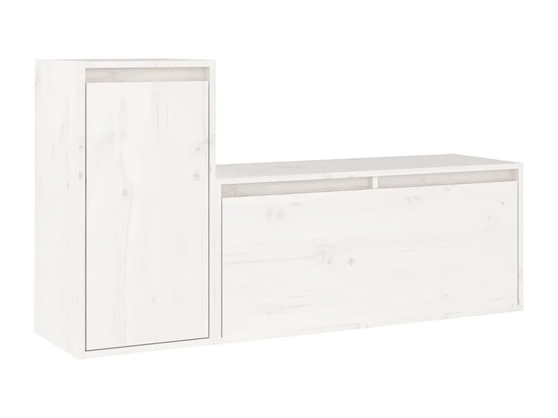 Arild  Meubles TV 2 pcs Blanc Bois massif de pin
