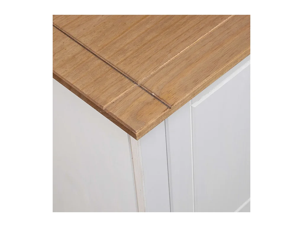 Caldir  Meuble TV Blanc 120x40x50 cm Bois de pin massif Gamme Panama