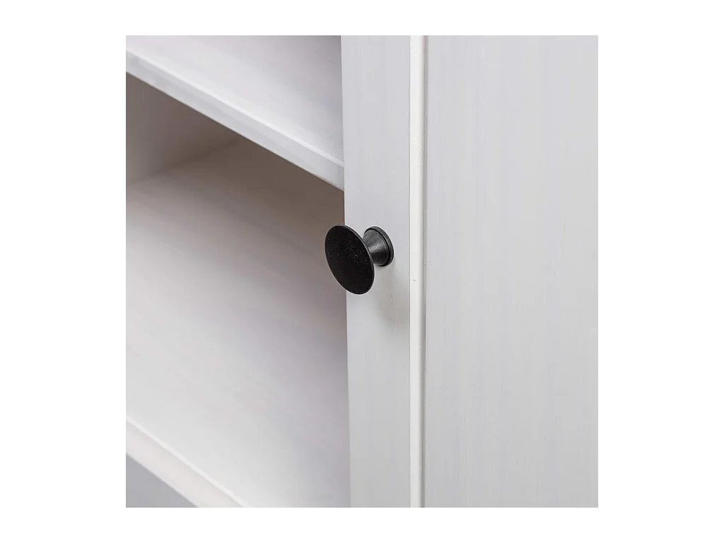 Caldir  Meuble TV Blanc 120x40x50 cm Bois de pin massif Gamme Panama