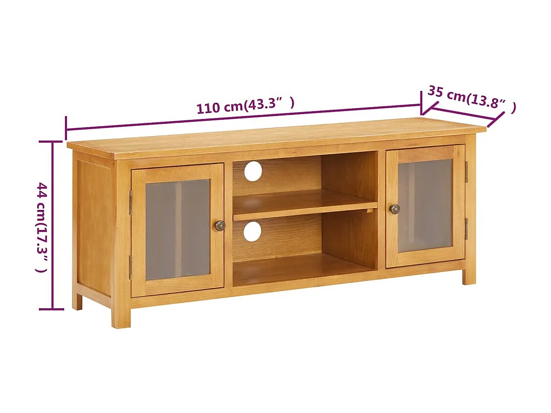 Garden Furniture -  Mueble para TV madera maciza de roble 110x35x44 cm