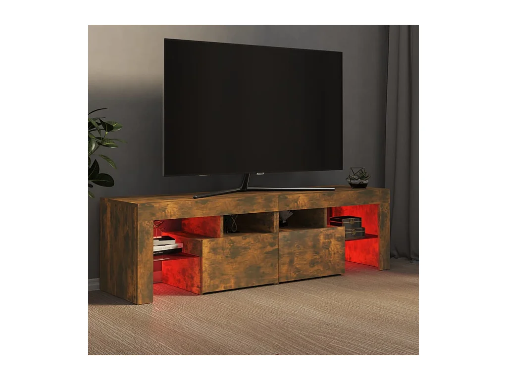 Hayo  Meuble TV avec lumières LED Chêne fumé 140x36,5x40 cm