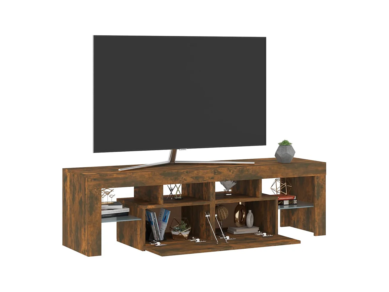 Hayo  Meuble TV avec lumières LED Chêne fumé 140x36,5x40 cm