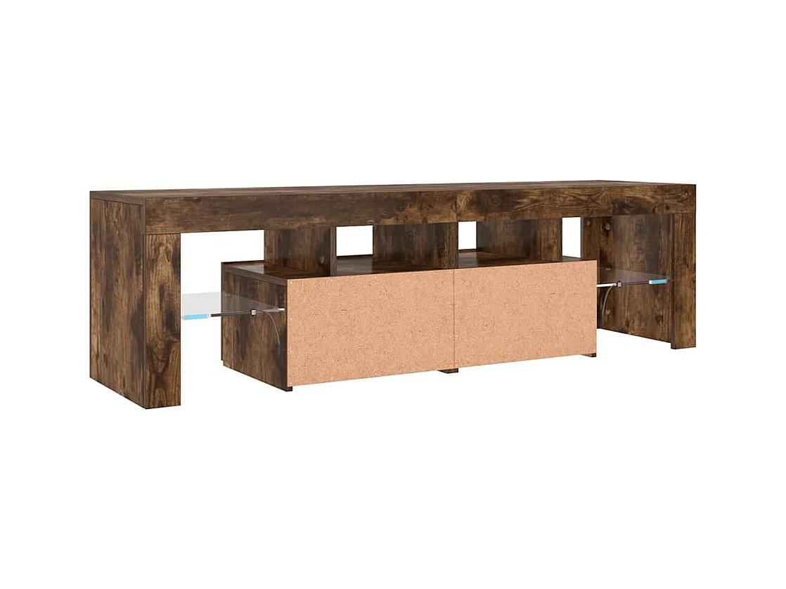 Hayo  Meuble TV avec lumières LED Chêne fumé 140x36,5x40 cm