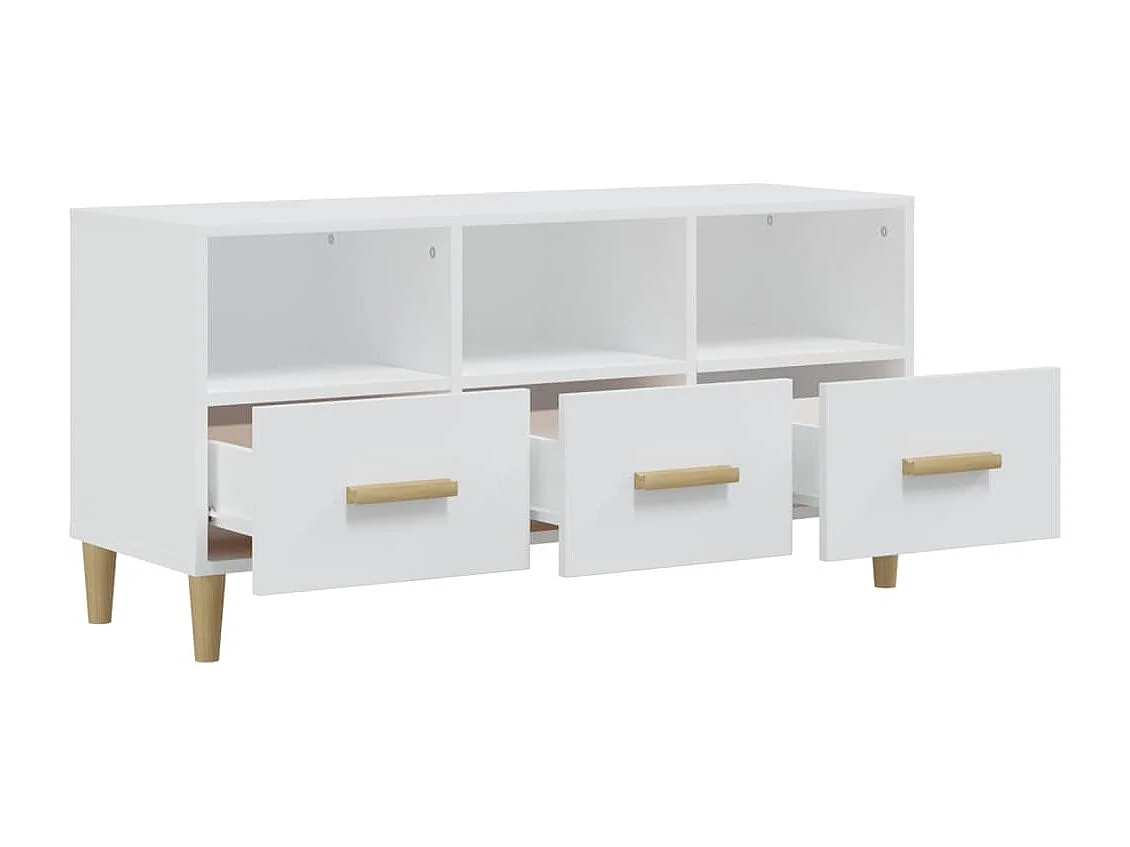 Sophie-Françoise  Meuble TV Blanc brillant 102x36x50 cm Bois d'ingénierie