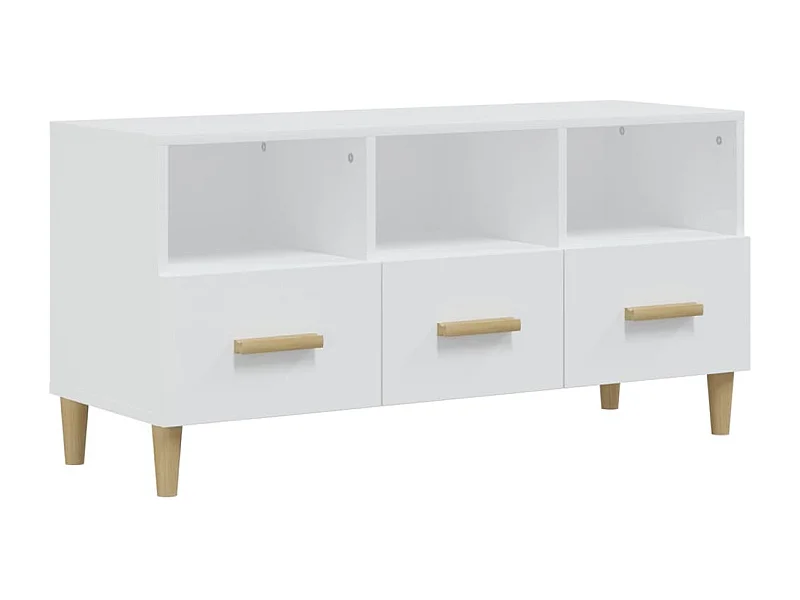 Sophie-Françoise  Meuble TV Blanc brillant 102x36x50 cm Bois d'ingénierie