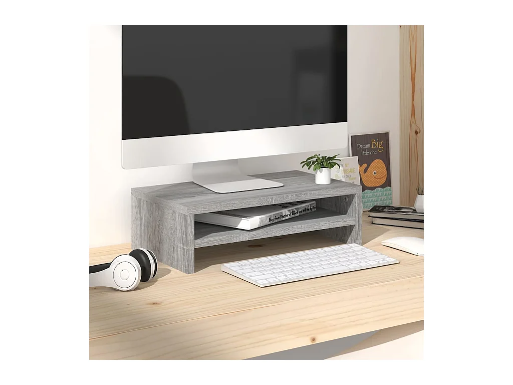 Prolenta Premium -  Monitorstandaard 42x24x13 cm bewerkt hout grijs sonoma eiken