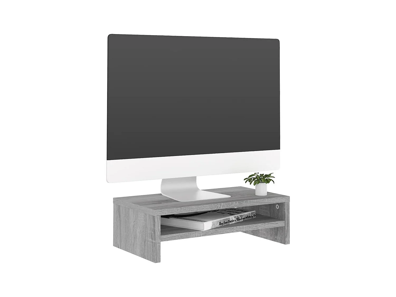 Prolenta Premium -  Monitorstandaard 42x24x13 cm bewerkt hout grijs sonoma eiken