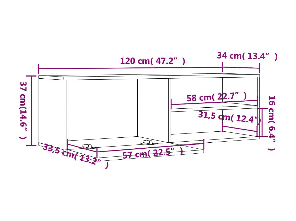 Steijn  Meuble TV chêne marron 120x34x37 cm bois d'ingénierie
