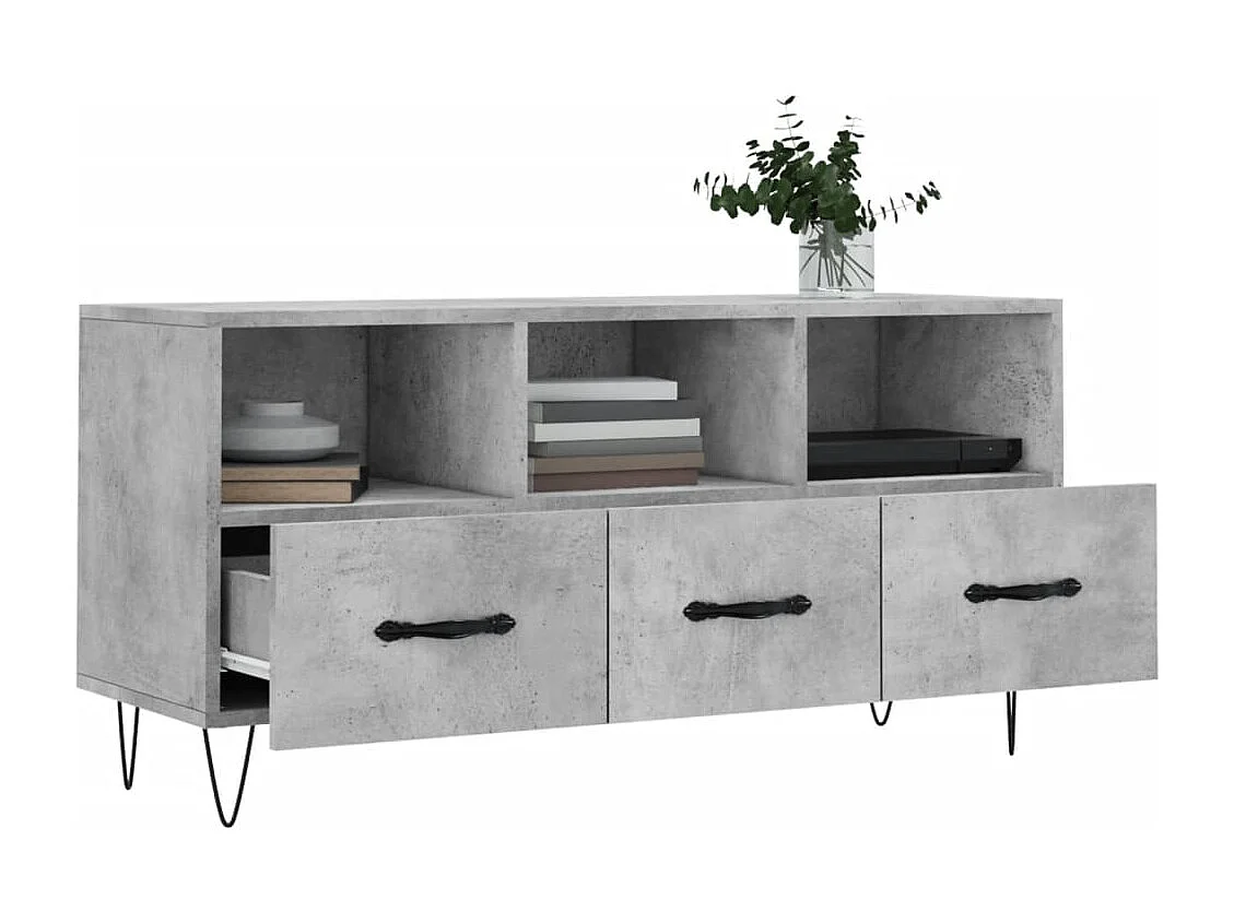 Juana Fernanda  Mueble de TV madera de ingeniería gris hormigón 102x36x50 cm