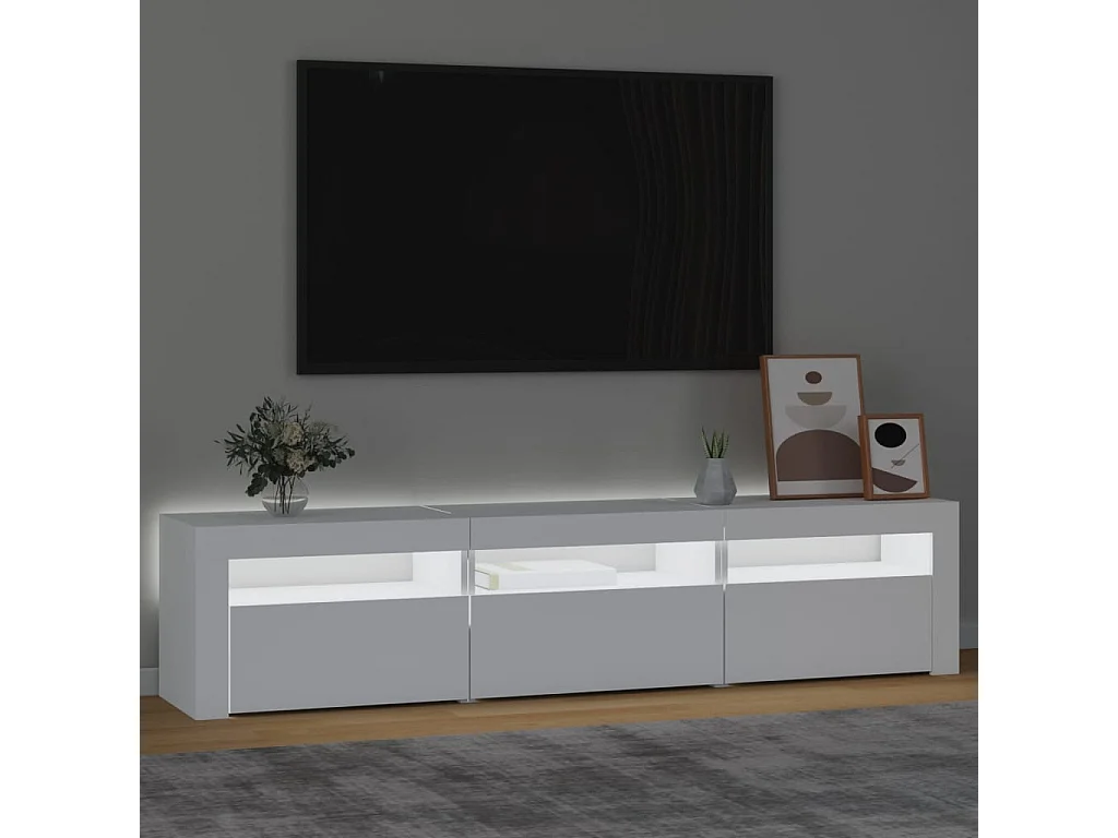 Vleteren  Meuble TV avec lumières LED Blanc 180x35x40 cm