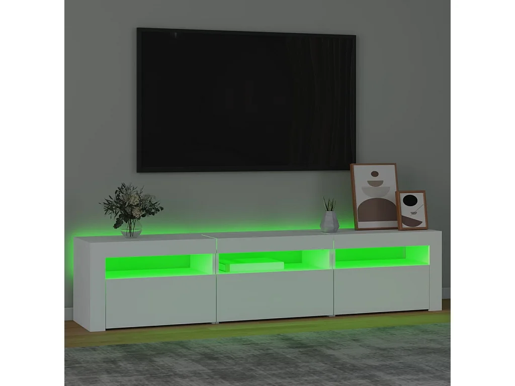 Vleteren  Meuble TV avec lumières LED Blanc 180x35x40 cm