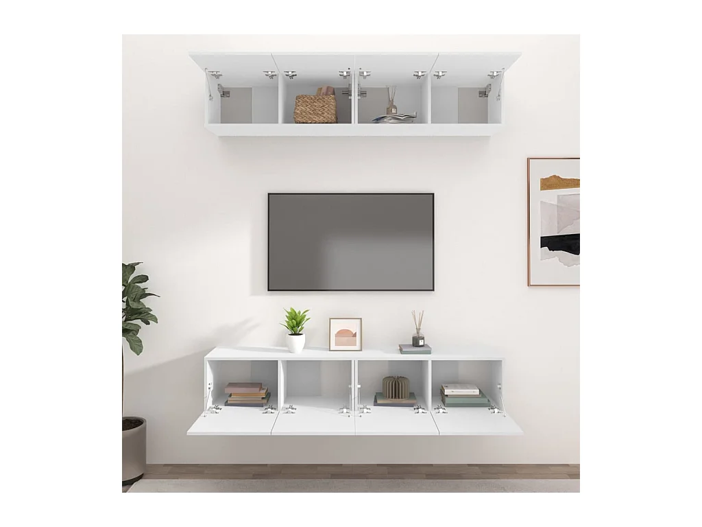 Assumption  Tv-meubels 4 st 80x30x30 cm bewerkt hout wit