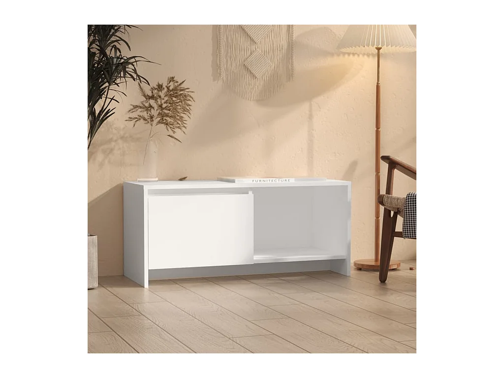 Bay Village  Mueble para TV de madera contrachapada blanco 90x35x40 cm
