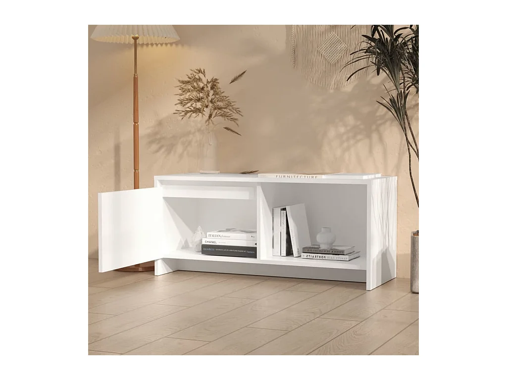 Bay Village  Mueble para TV de madera contrachapada blanco 90x35x40 cm