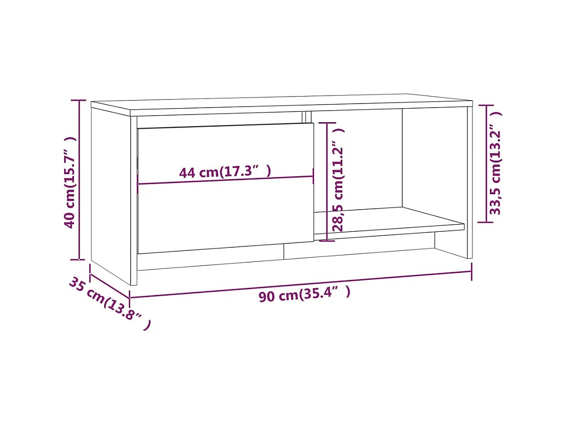 Bay Village  Mueble para TV de madera contrachapada blanco 90x35x40 cm
