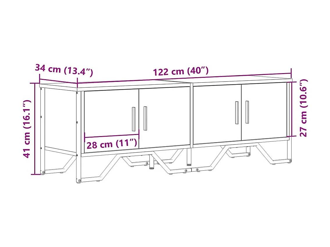 Yvan  Mueble de TV madera de ingeniería marrón roble 122x34x41 cm