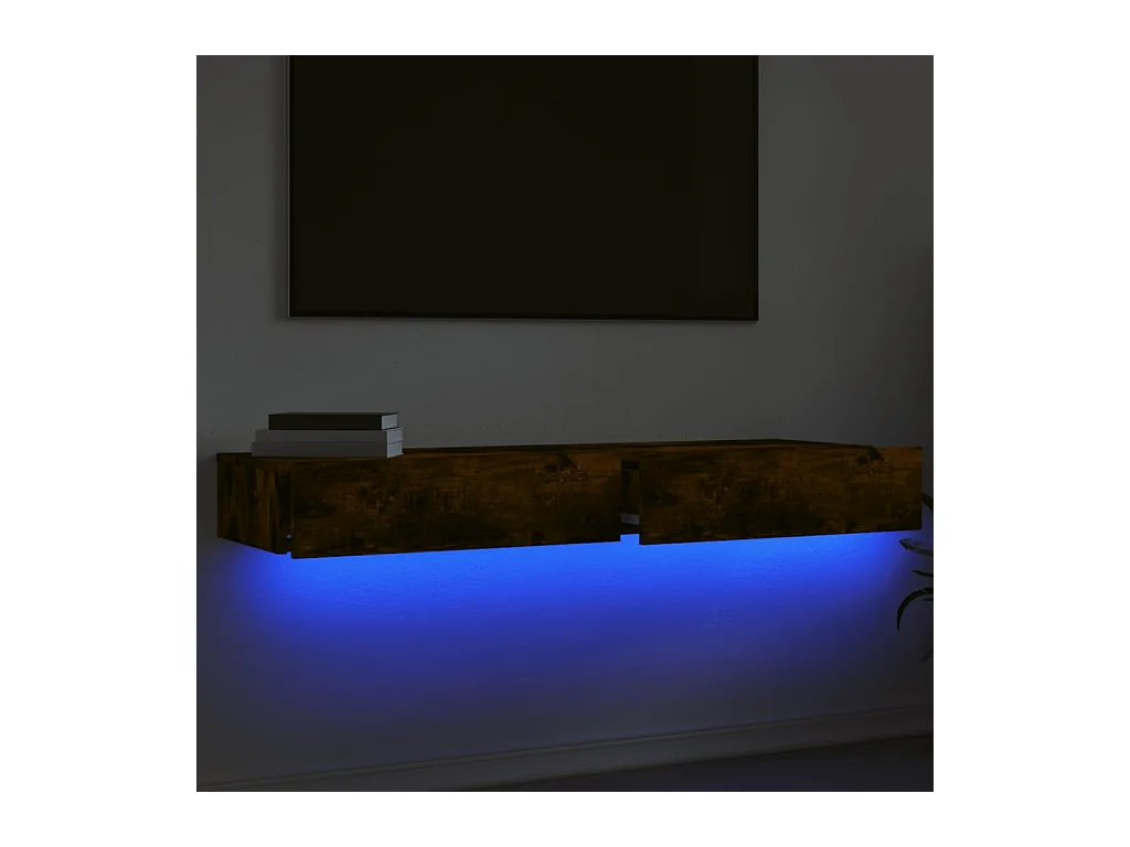 Felizia  Meubles TV avec lumières LED 2 pcs chêne fumé 60x35x15,5 cm