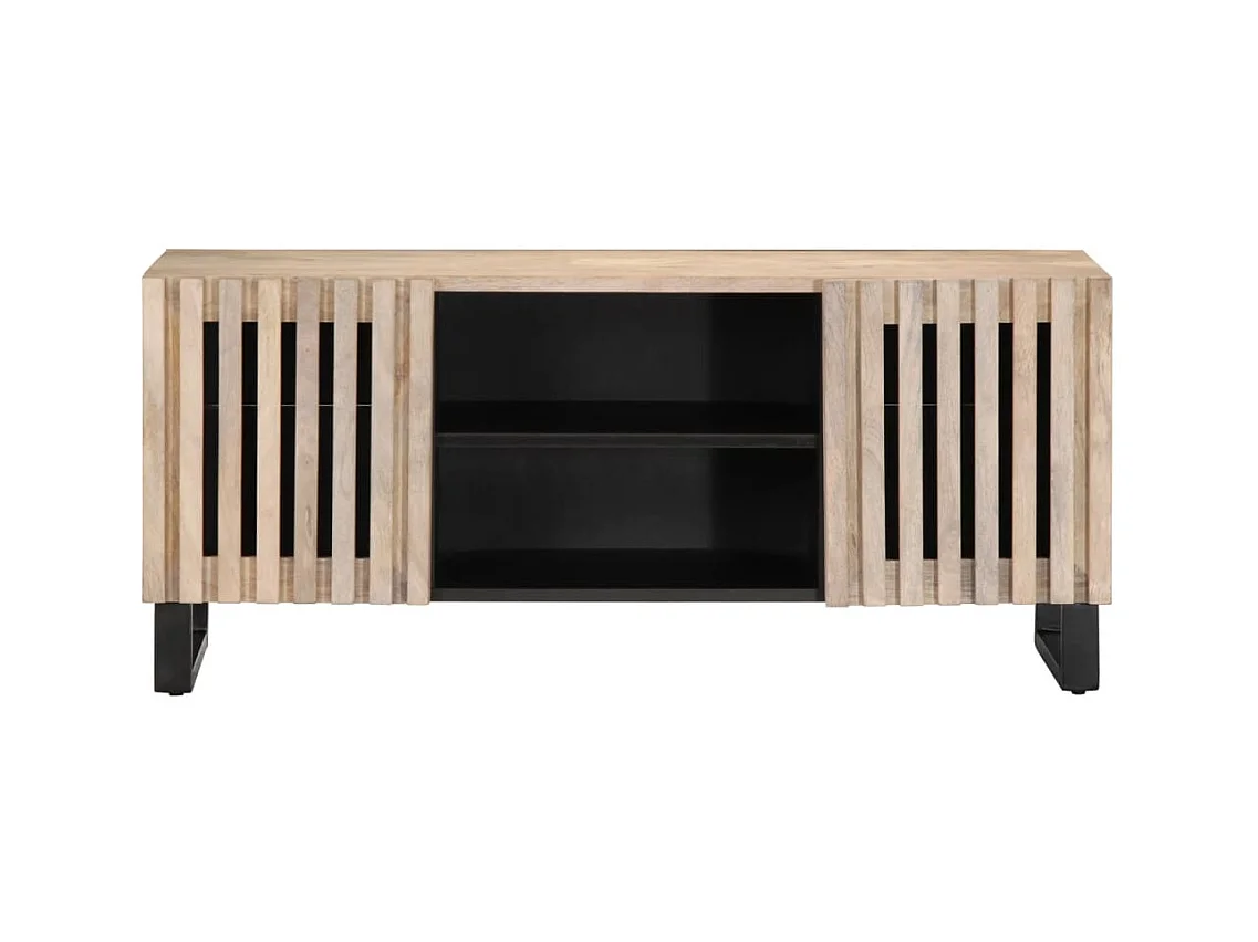 Lyric  Meuble TV blanc 105x34x46 cm bois massif de manguier