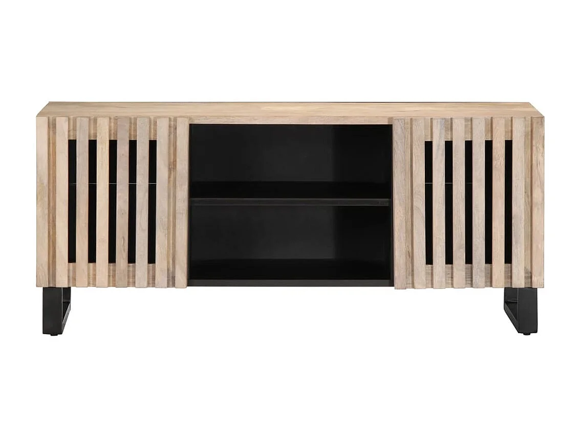 Lyric  Meuble TV blanc 105x34x46 cm bois massif de manguier