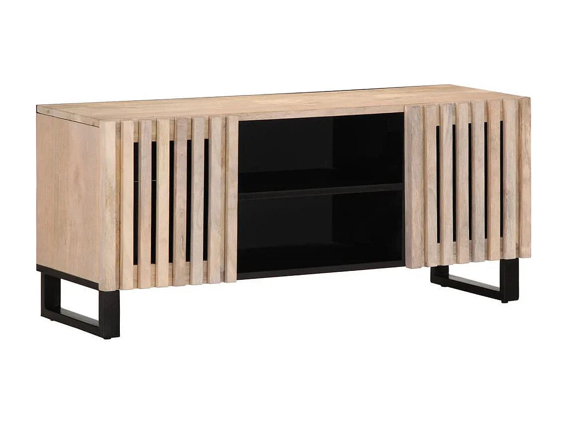 Lyric  Meuble TV blanc 105x34x46 cm bois massif de manguier