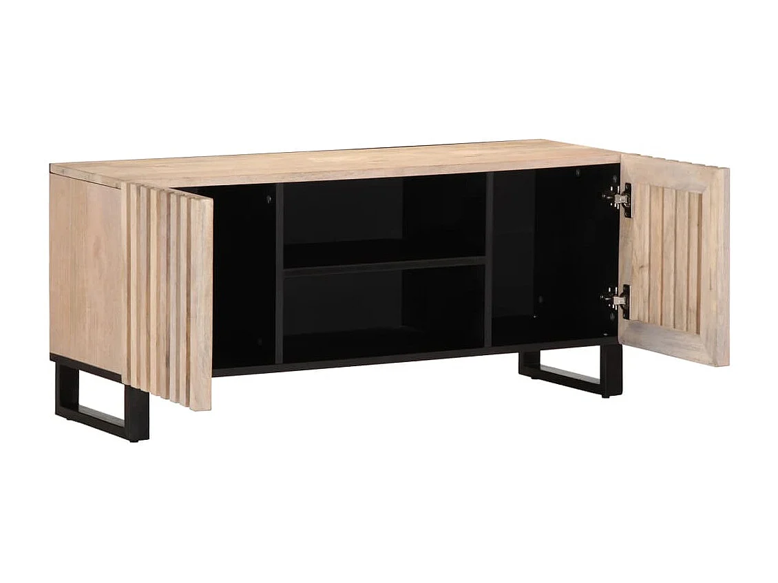 Lyric  Meuble TV blanc 105x34x46 cm bois massif de manguier