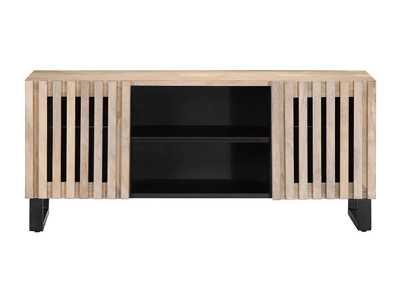 Lyric  Meuble TV blanc 105x34x46 cm bois massif de manguier