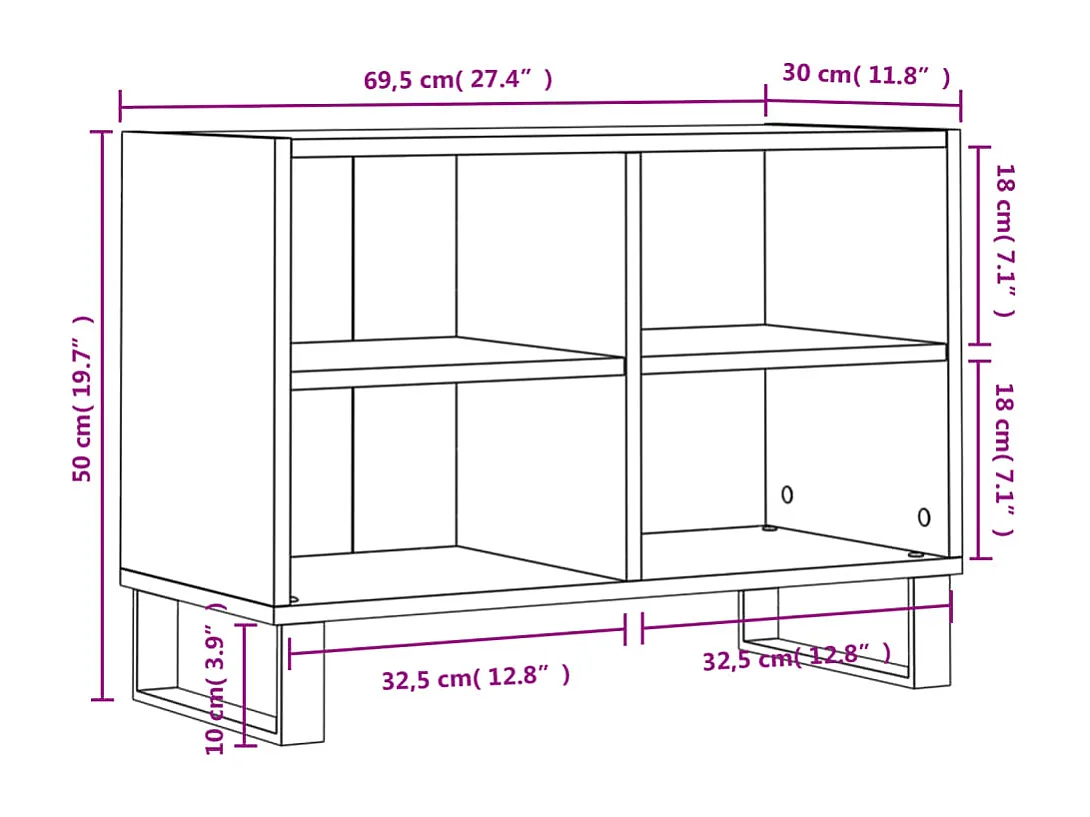 Iraan  Meuble TV blanc 69,5 x 30 x 50 cm bois d'ingénierie