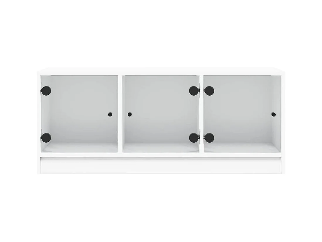 Ilgar  Meuble TV avec portes en verre blanc 102x37x42 cm