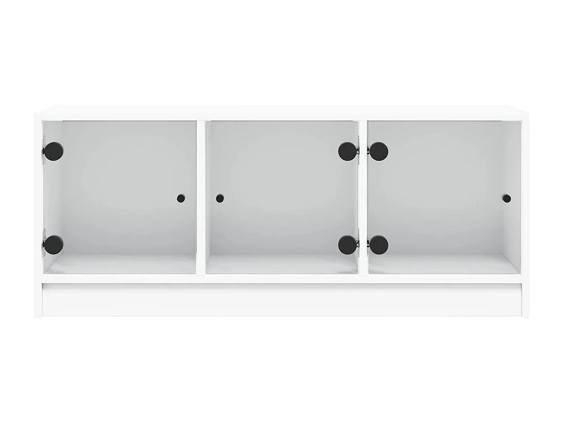 Ilgar  Meuble TV avec portes en verre blanc 102x37x42 cm