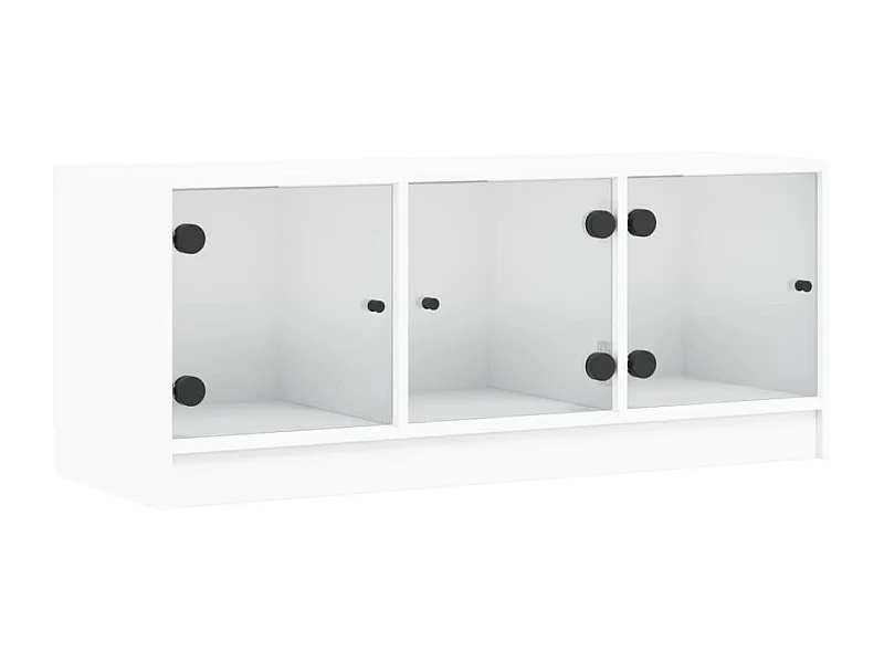 Ilgar  Meuble TV avec portes en verre blanc 102x37x42 cm
