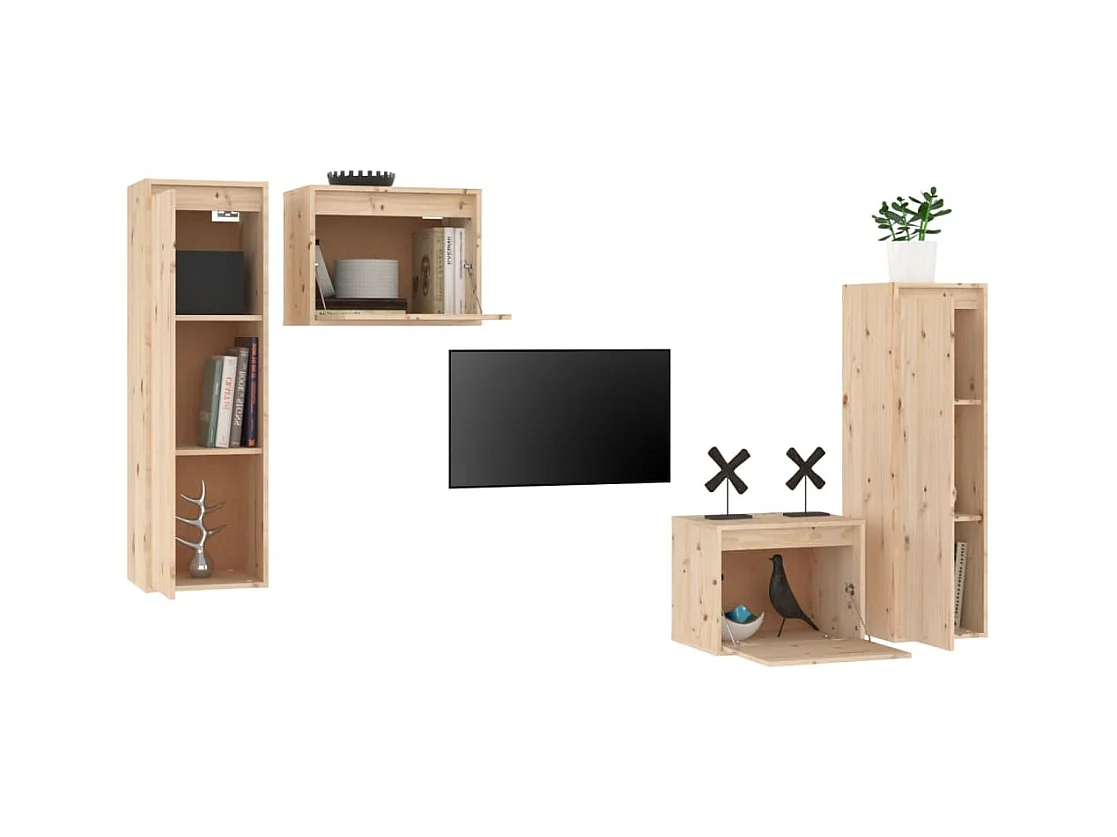 Skagen  Meubles TV 4 pcs Bois massif de pin