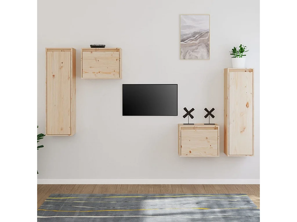 Skagen  Muebles para TV 4 piezas madera maciza de pino
