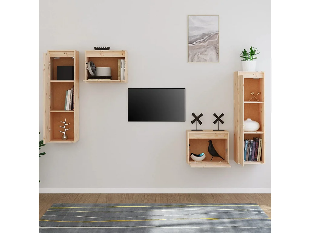 Skagen  Muebles para TV 4 piezas madera maciza de pino