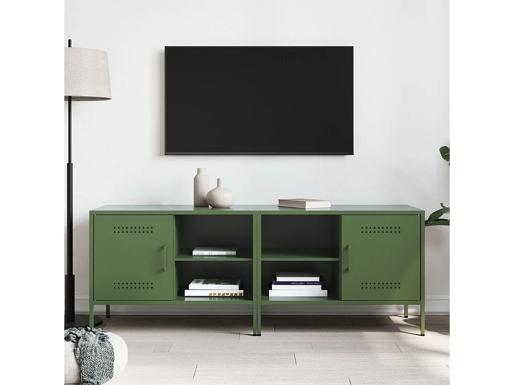 Neris  Muebles de TV 2 piezas acero verde oliva 68x39x50,5 cm