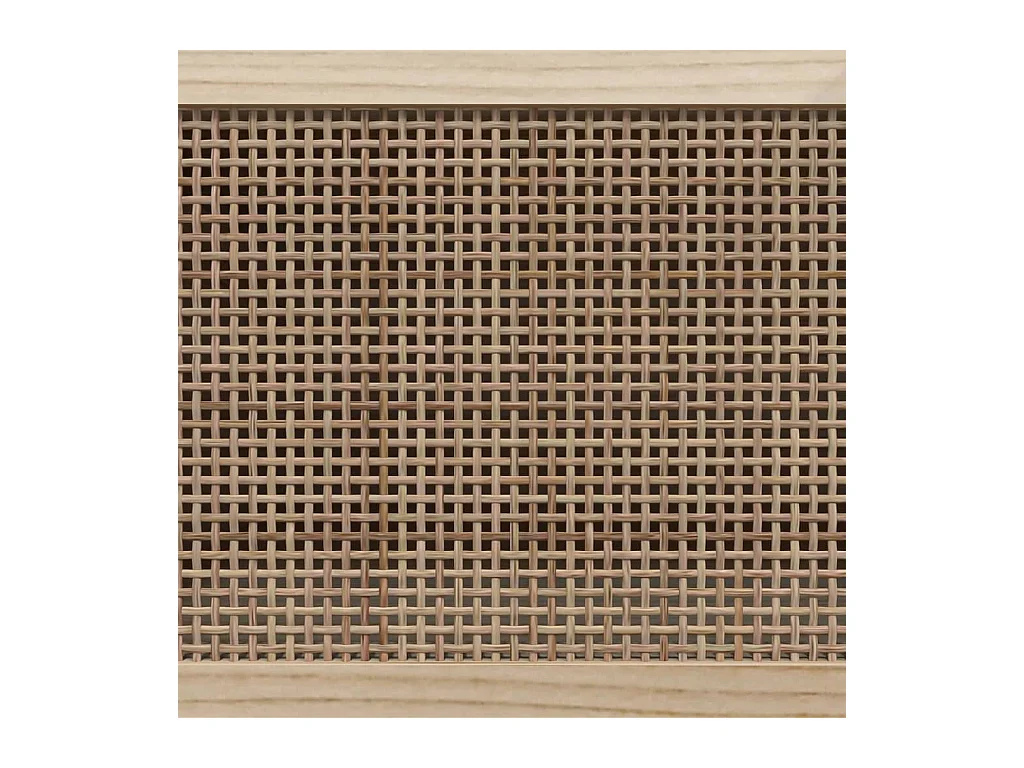 Claudia  Meuble TV Blanc 105x30x40cm Bois de pin massif et rotin l