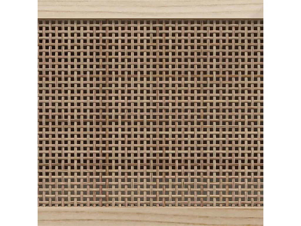 Claudia  Meuble TV Blanc 105x30x40cm Bois de pin massif et rotin l