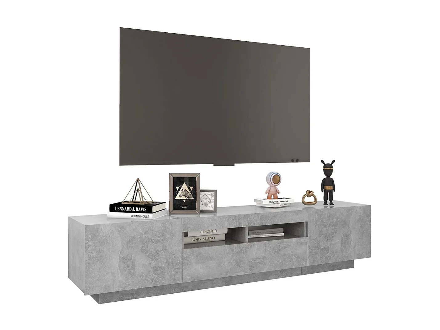 Wyandotte  Meuble TV avec lumières LED Gris béton 180x35x40 cm