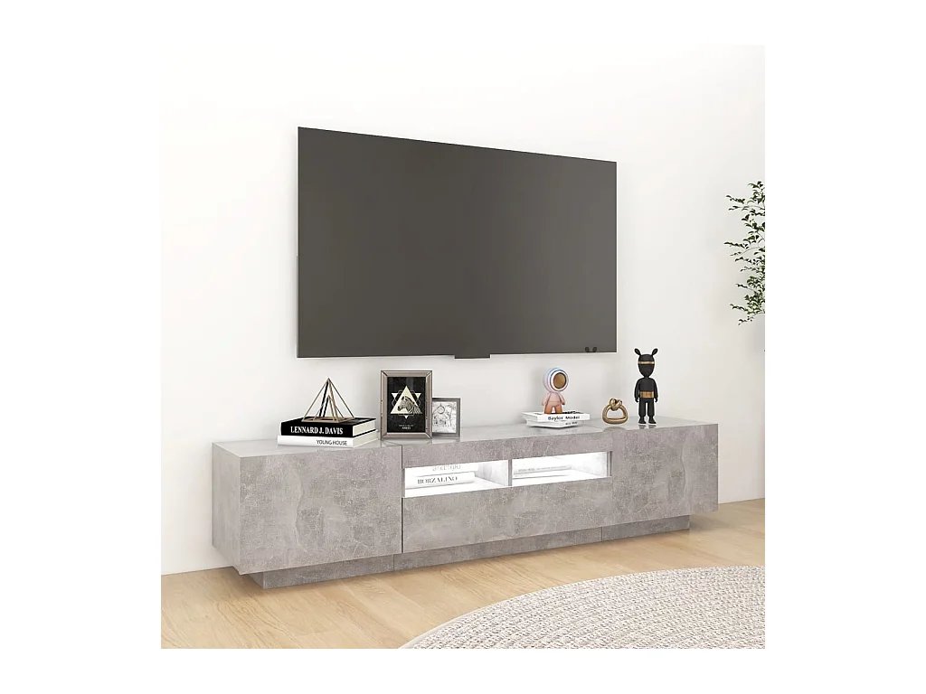 Wyandotte  Mueble para TV con luces LED gris hormigón 180x35x40 cm